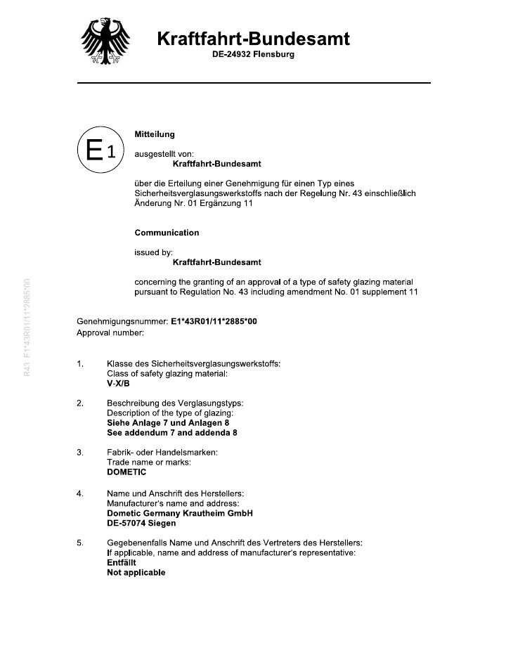 First page of Dometic HEKI2, HEKI3 – Type Approval EMEA