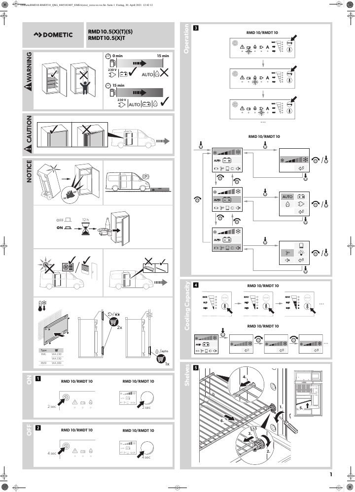 Première page de Dometic RMD10.5(X)(T)(S), RMDT10.5(X)T