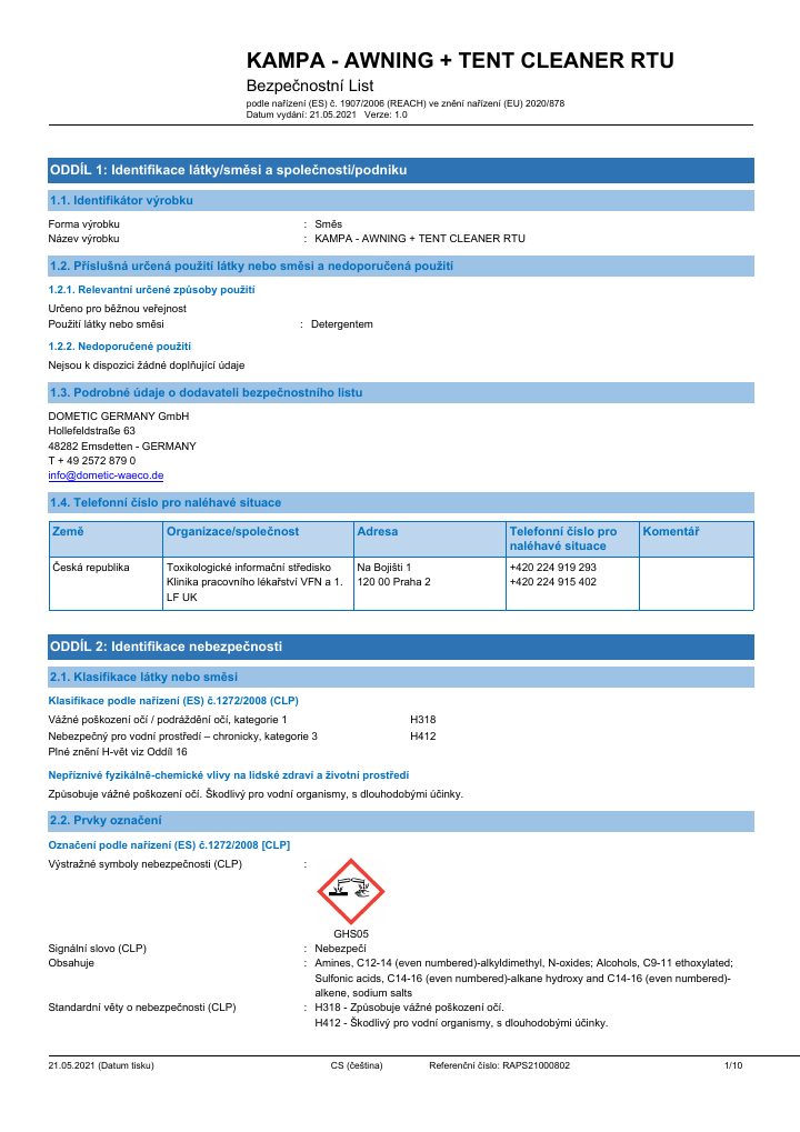 Eerste pagina van Kampa Awning & Tent Cleaner