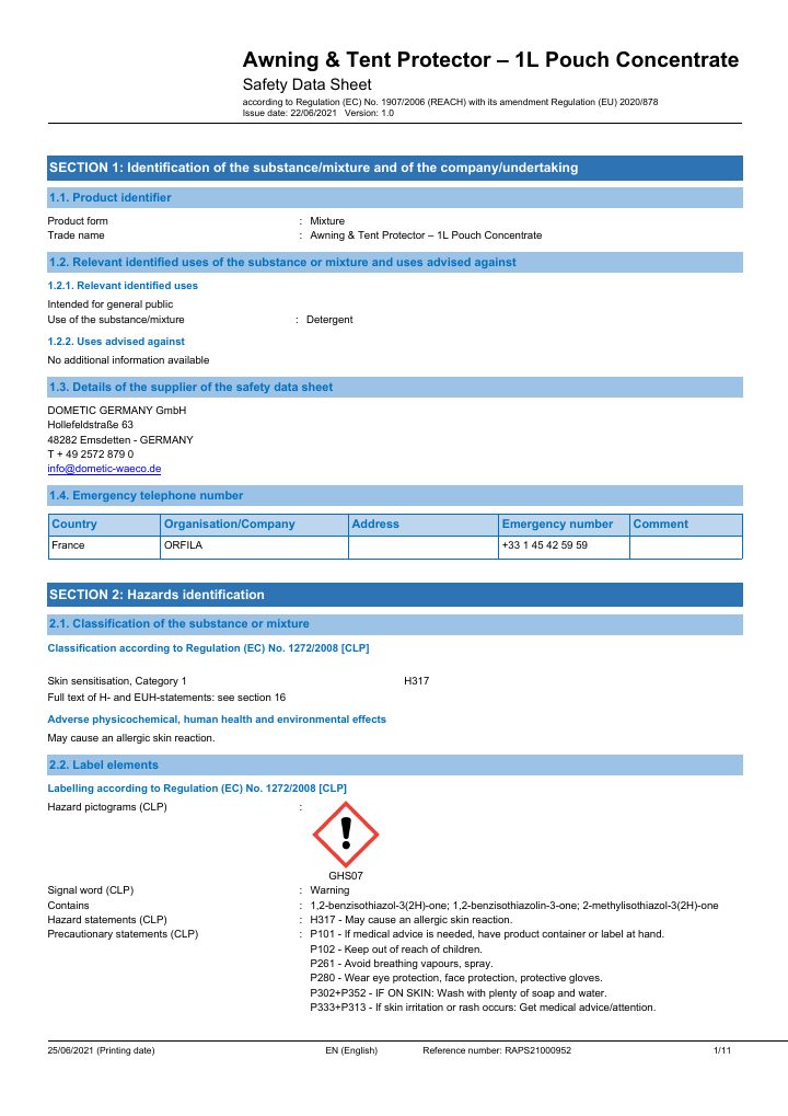 Erste Seite von Kampa Awning & Tent Protector Concentrate