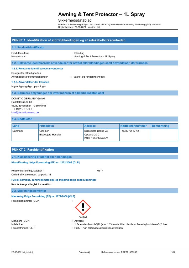 Prima pagina di Kampa Awning & Tent Protector