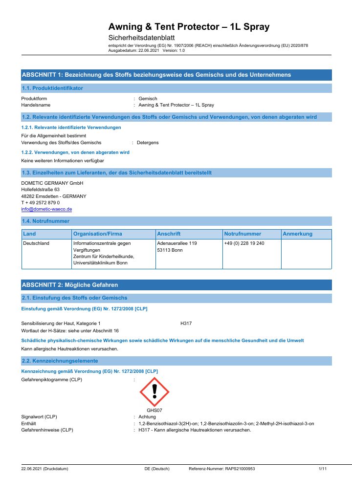 Prima pagina di Kampa Awning & Tent Protector