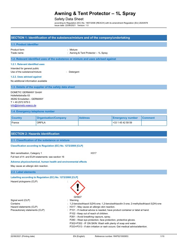 Prima pagina di Kampa Awning & Tent Protector