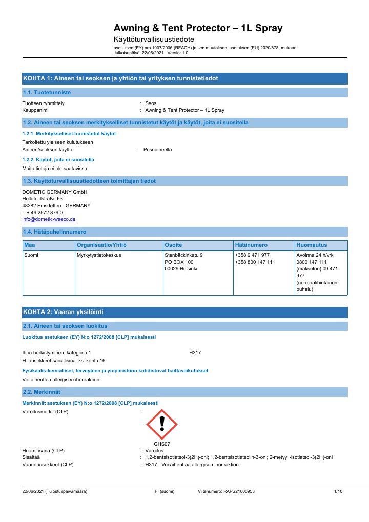 Prima pagina di Kampa Awning & Tent Protector