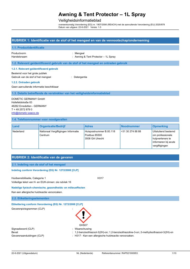 Prima pagina di Kampa Awning & Tent Protector
