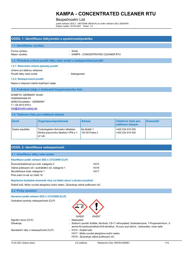 Erste Seite von Kampa Concentrated Cleaner
