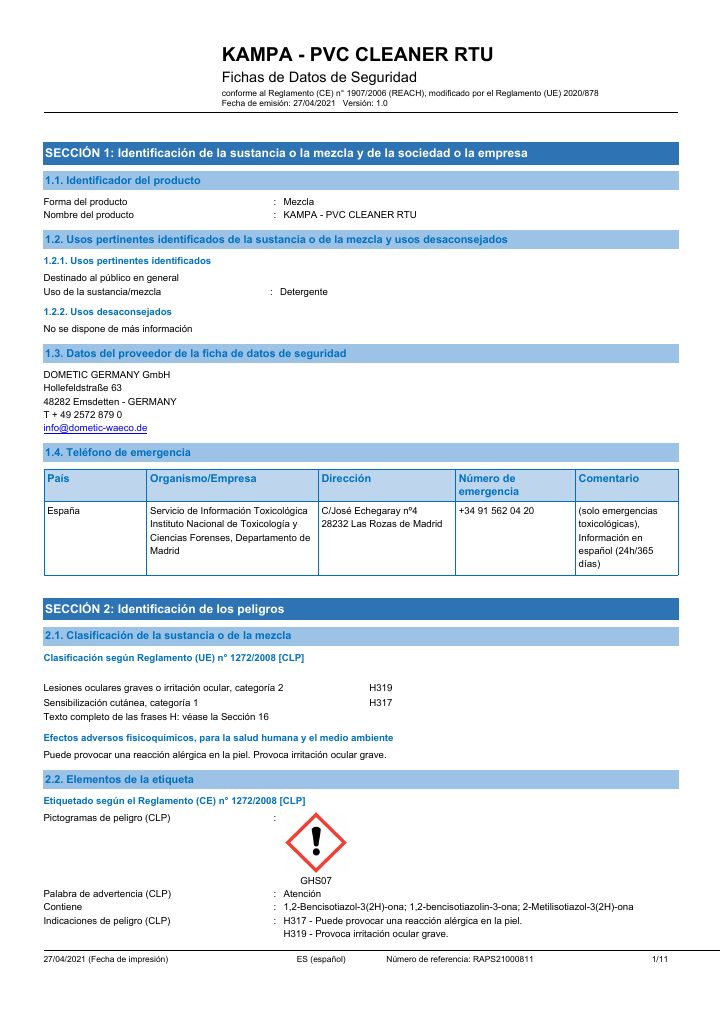 Première page de Kampa PVC Cleaner