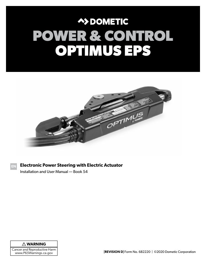 Primera página de Dometic EA1000 (Optimus Electric Actuator)