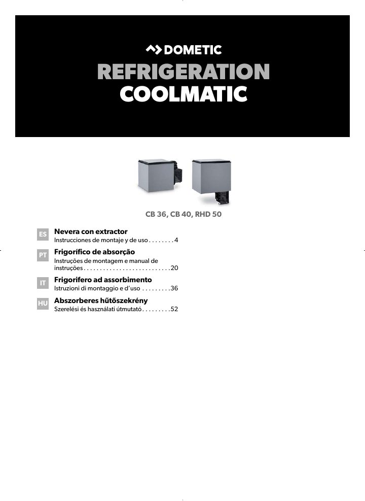Erste Seite von Dometic CB36, CB40 (R600a)