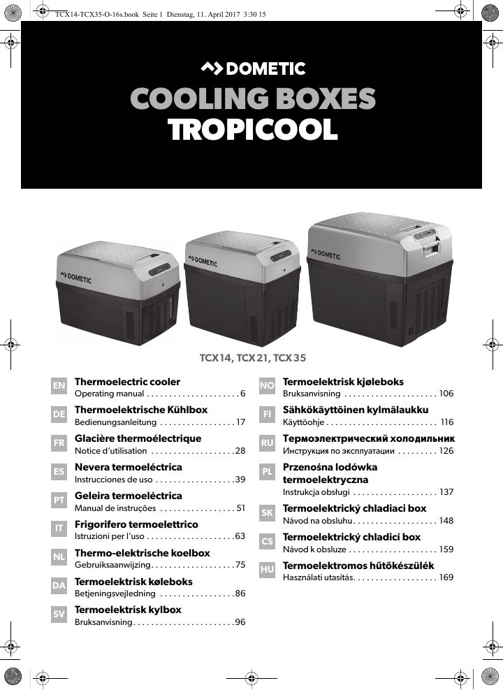 Primera página de Dometic TCX14, TCX21, TCX35