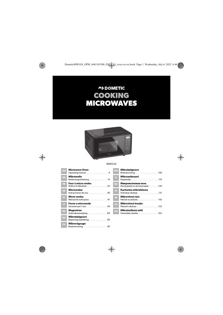 Dometic MWO24의 첫 페이지