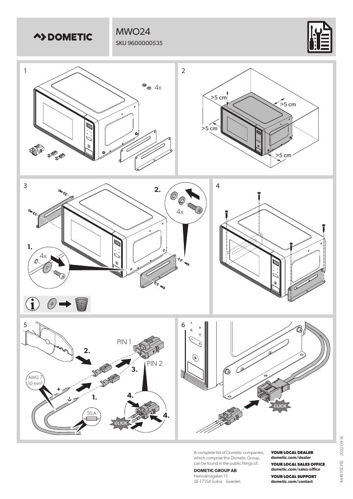 Dometic MWO24의 첫 페이지