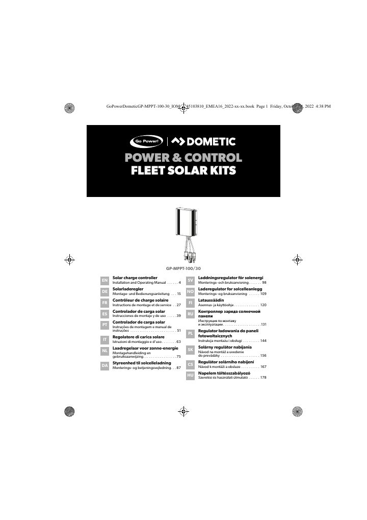Prima pagina di GoPower Dometic GP-MPPT-100/30