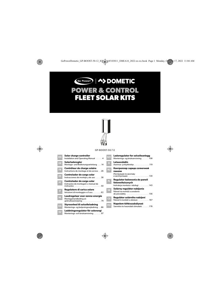GoPower Dometic GP-BOOST-50/12의 첫 페이지