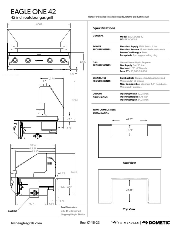 Primeira página de Twin Eagles Dometic Eagle One 42