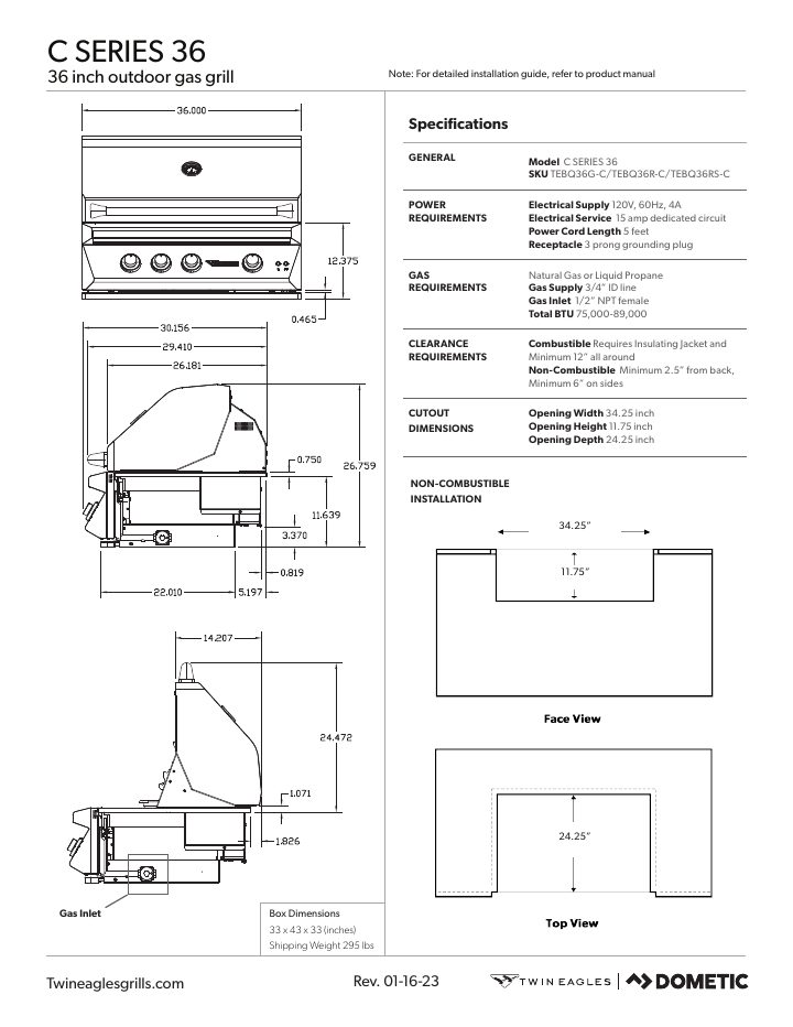 Первая страница документа Twin Eagles Dometic TEBQ36