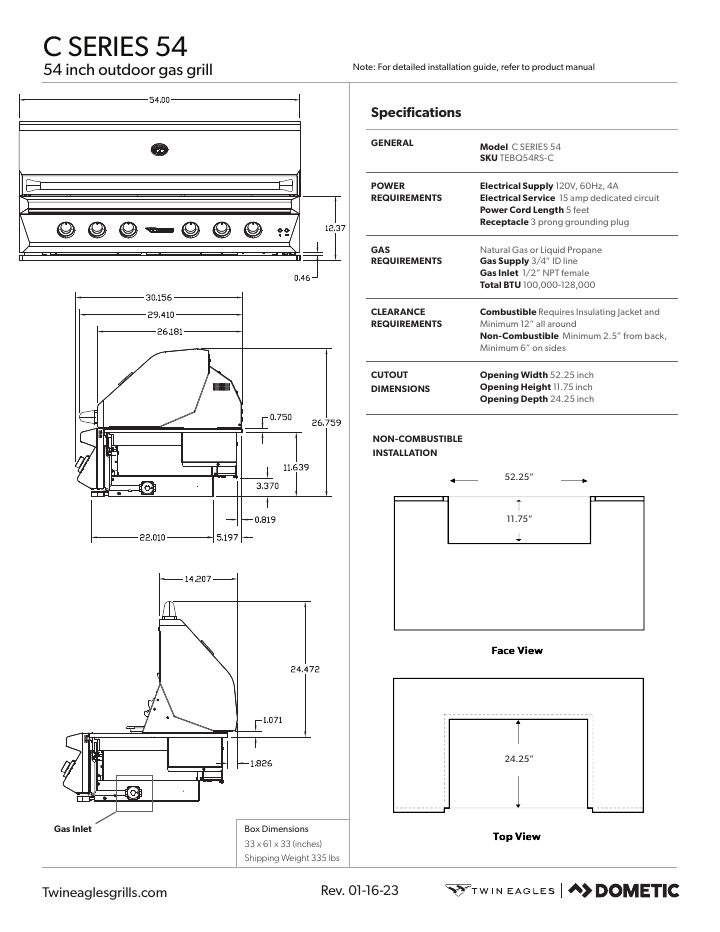 Første side av Twin Eagles Dometic TEBQ54
