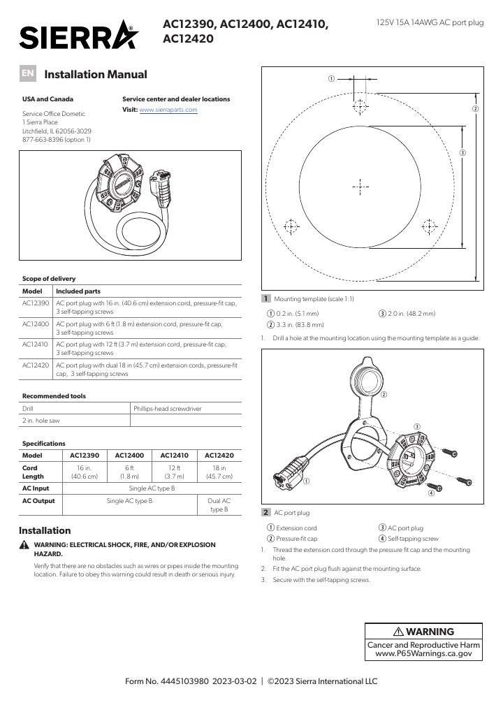 Sierra AC Port Plugs GCP Series: ensimmäinen sivu